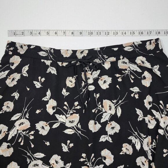 Ralph Lauren LRL Floral Midi Skirt Womens Size 1X Black Flowy Asymmetrical Hem - Picture 7 of 12